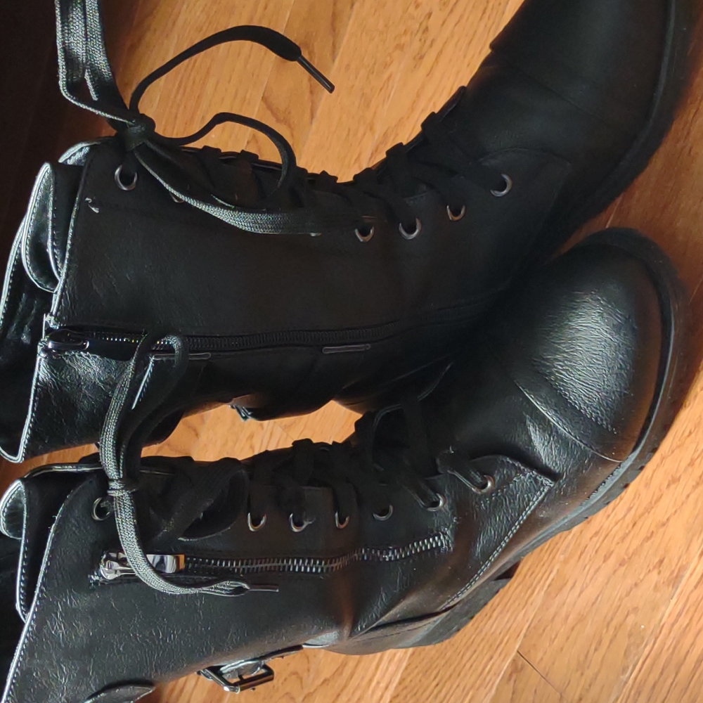 Black combat boots